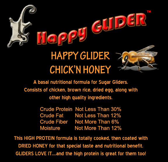 Chicke'n Honey Sugar Glider Food Happy GLIDER - HEDGEHOGS by Vickie